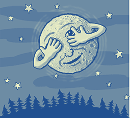 cartoon of silent-movie-style moon