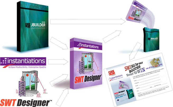 composited illustration of software boxes
