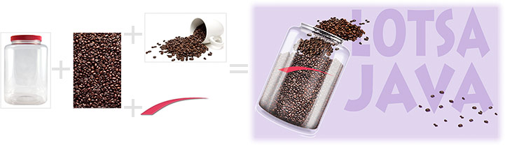 composited illustration of jar of beans (for guess-how-many contest)